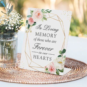 Signe De Table À la mémoire dorée géométrique rose floral
