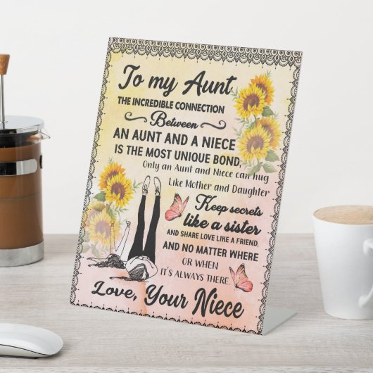 Signe De Table À Mon Cadeau Tante, Cadeau Tournesol De La Nièce (In SItu)