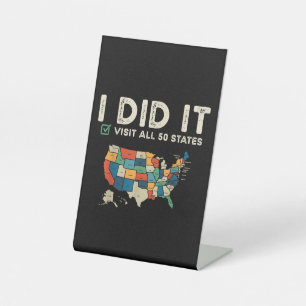 Signe De Table A visité les 50 États américains - Carte de voyage