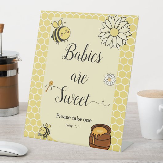 Signe De Table Abeille mignonne avec du miel doux Les bébés sont  (In SItu)