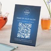 Signe De Table Abstrait Blue Salon Business QR Code et logo (In SItu)
