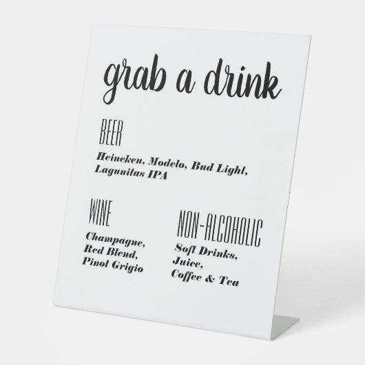 Signe De Table Accéder à une barre de boisson (Recto)