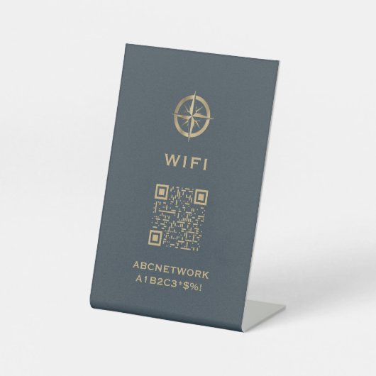 Signe De Table Accès Wi-Fi Code QR Logo Gris (Recto)