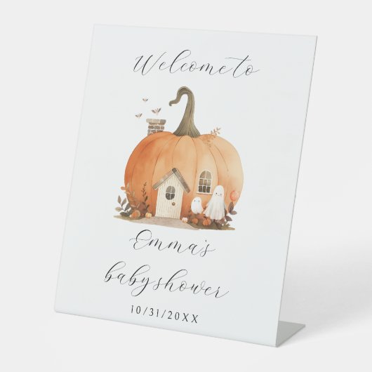 Signe De Table Accueil Baby shower à thème pour Halloween (Recto)