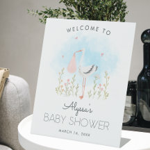 Accueil Baby shower de cigognes d'aquarelle mignon