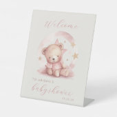 Signe De Table Accueil Baby shower fille ours rose mignonne (Recto)