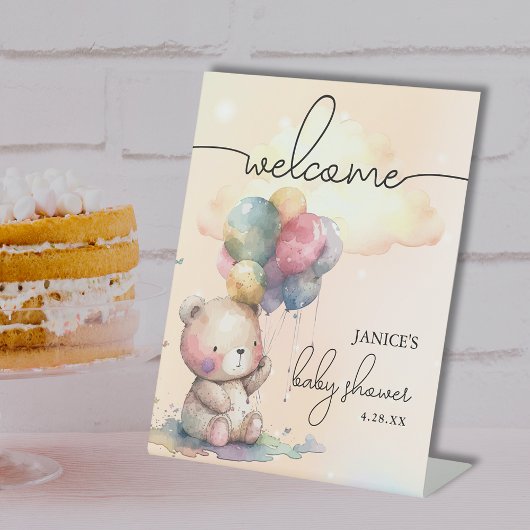Signe De Table Accueil Baby shower ours