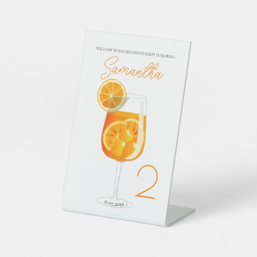 Signe De Table Accueil de la fête de Bachelorette Aperol Spritz (Recto)