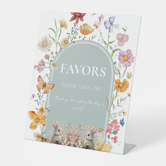 Signe De Table Accueil du Baby shower Fleur sauvage de Pâques de  (Recto)