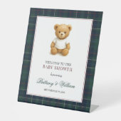 Signe De Table Accueil du Baby shower préppy Teddy Bear Plaid (Recto)