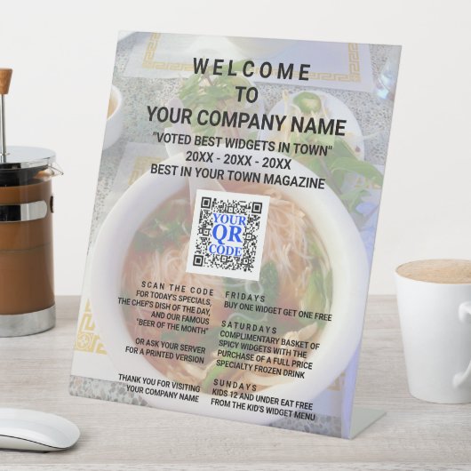 Signe De Table Accueil du Cool photo du code QR d'entreprise (In SItu)
