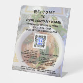 Signe De Table Accueil du Cool photo du code QR d'entreprise (Recto)