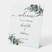 Signe De Table Accueil feuille de verdure mariage (Recto)