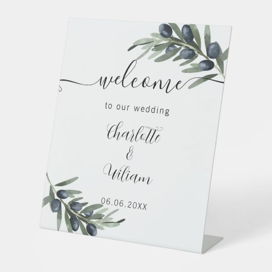 Signe De Table Accueil feuille de verdure mariage (Recto)