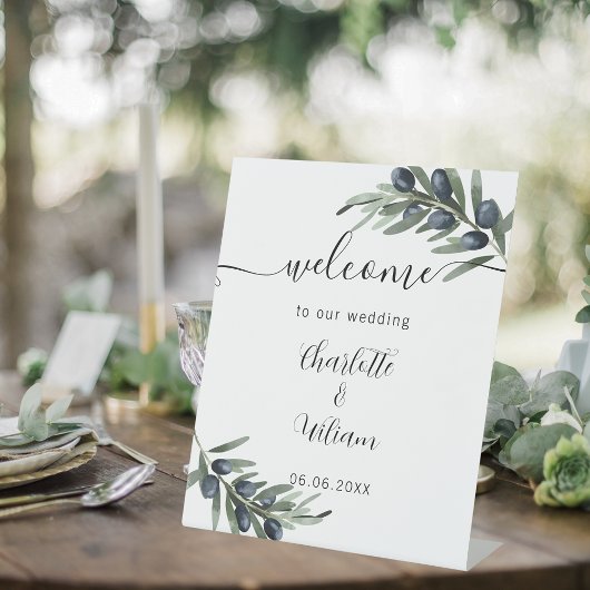 Signe De Table Accueil feuille de verdure mariage