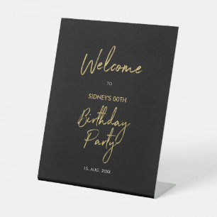 Signe De Table Accueil Gold & Black Modern Anniversaire