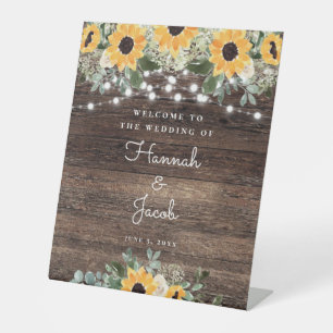Signe De Table Accueil Mariage de lumière à chaîne de tournesol r