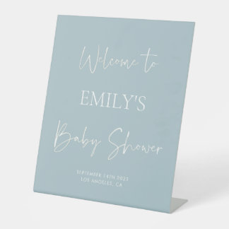Signe De Table Accueil minimaliste Baby shower bleu