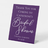 Signe De Table Accueil personnalisé Fête des mariées violet (Recto)