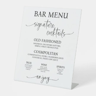 Signe De Table Acrylic Wedding Bar Menu Sign