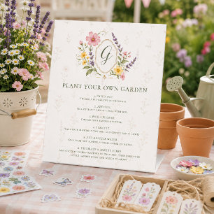 Signe De Table Activité d'anniversaire Fleur des champs Plantez v