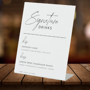 Signe De Table ADELLA Modern Mariage Signature Boissons Menu