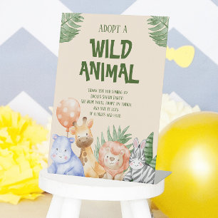 Signe De Table Adopter un safari pour enfants d'animaux Anniversa