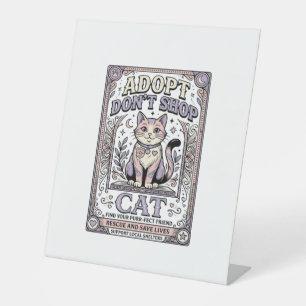 Signe De Table Adoptez Ne Faites Pas D'Achats Chat Sauvetage De C