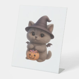 Signe De Table Adorable Kitten en costume de sorcière Halloween a
