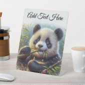 Signe De Table Adorable Ours Panda Manger Bambou Ajouter un scrip (In SItu)