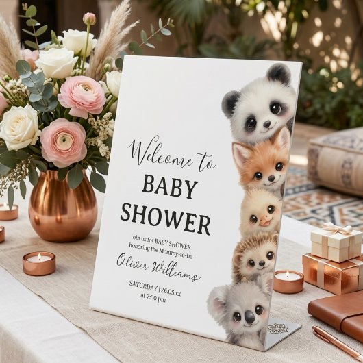 Signe De Table Adorable Woodland Animals Baby Shower