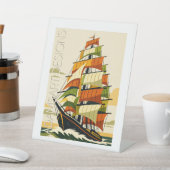 Signe De Table Adventurous Art Deco Sailing Ship (In SItu)