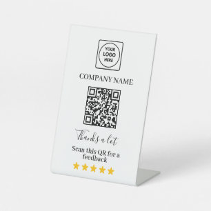 Signe De Table Affichage moderne de code QR pour les avis d'entre