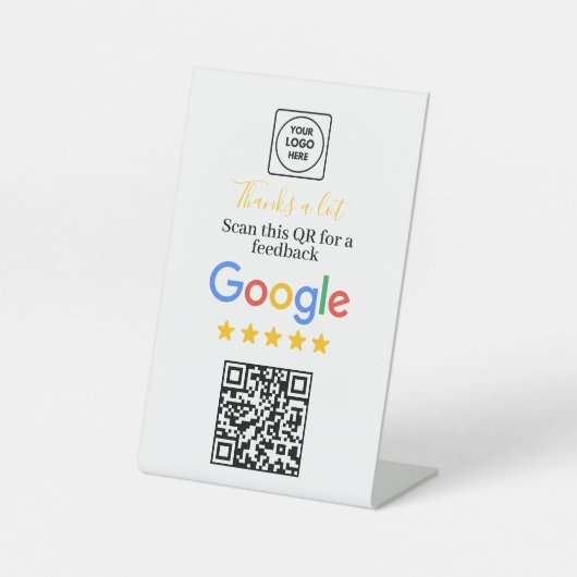 Signe De Table Affichage moderne de QR de critique Google simple (Recto)