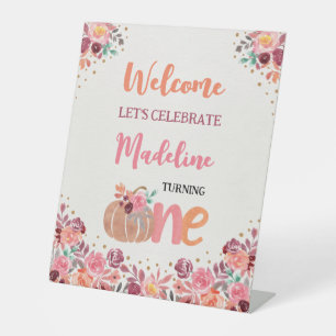 Signe De Table Affiche de bienvenue à un Citrouille Lil Boho Flor