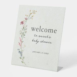 Signe De Table Affiche de bienvenue de Baby shower Fleur sauvage