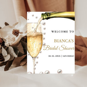 Signe De Table Affiche de bienvenue de douche nuptiale Pearls et