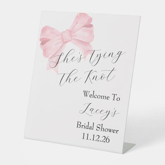 Signe De Table Affiche de bienvenue de Fête des mariées rose Bow (Recto)