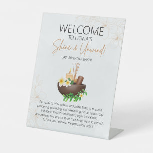 Signe De Table Affiche de bienvenue de la partie Spa Shine and Un