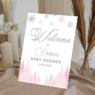 Signe De Table Affiche de bienvenue du Baby shower d'hiver Little