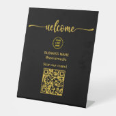 Signe De Table Affiche de bienvenue Gold avec code QR pour pannea (Recto)