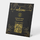Signe De Table Affiche de bienvenue Gold avec code QR pour pannea (Recto)