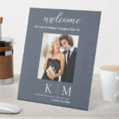 Signe De Table Affiche de bienvenue photo bleu et blanc-Mariage (In SItu)