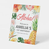 Signe De Table Affiche de bienvenue Tropical Hawaiian Birthday Pa (Recto)