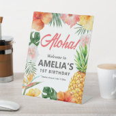 Signe De Table Affiche de bienvenue Tropical Hawaiian Birthday Pa (In SItu)