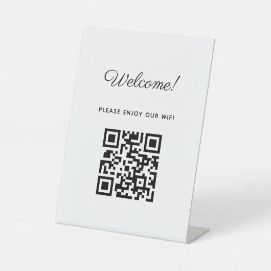 Signe De Table Affiche de bienvenue WIFI avec code QR (Recto)