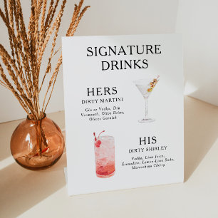 Signe De Table Affiche de menu de cocktail de mariage Boissons Si