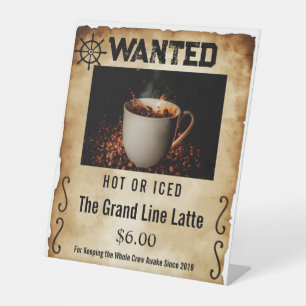 Signe De Table Affiche de recherche de prime de pirate style café