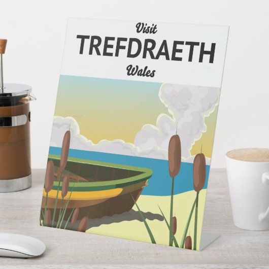 Signe De Table Affiche de voyage au bord de mer de Trefdraeth (In SItu)