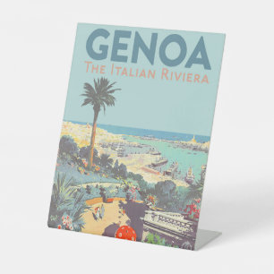Signe De Table Affiche de voyage vintage Gênes Riviera italienne 